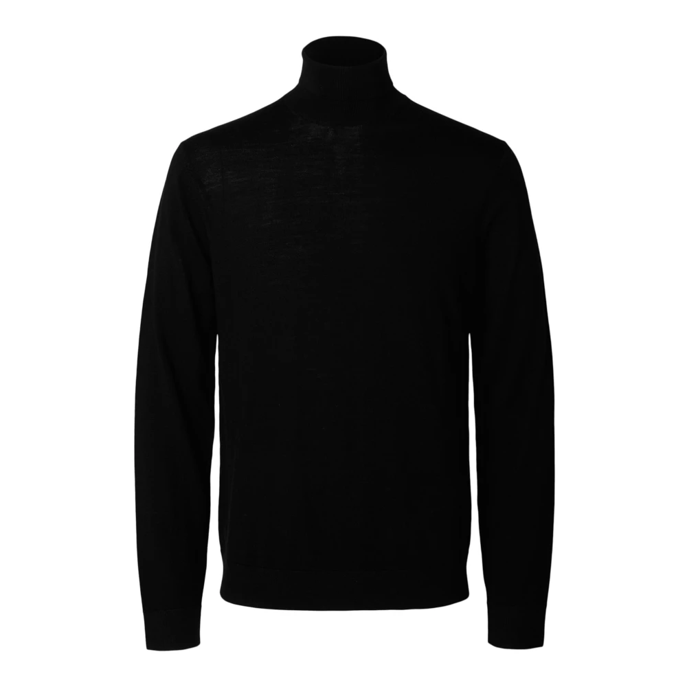 Selected Homme Geribbelde coltrui Black Heren