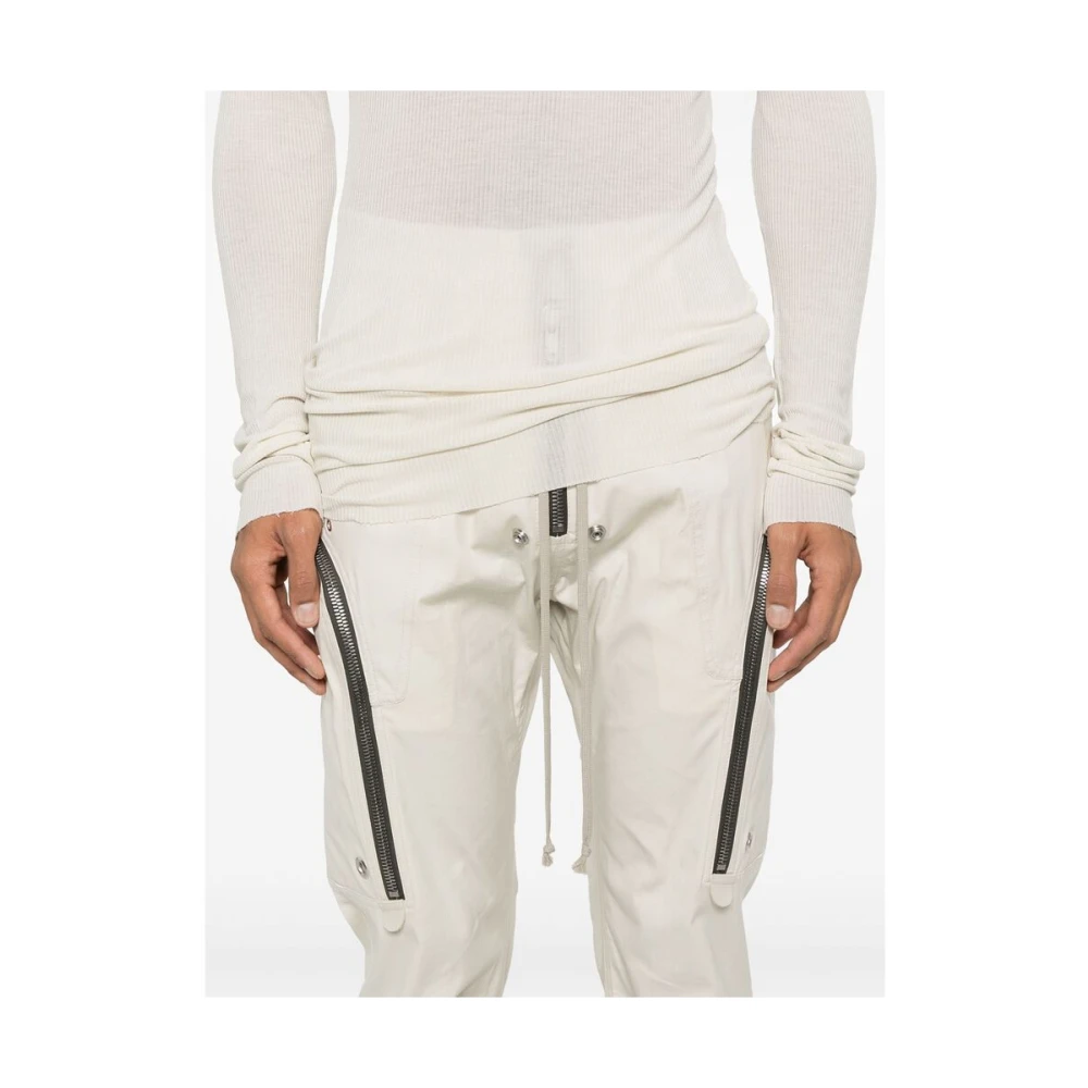 Rick Owens Beige Elastische Tailleband Voorrits Broek Beige Heren