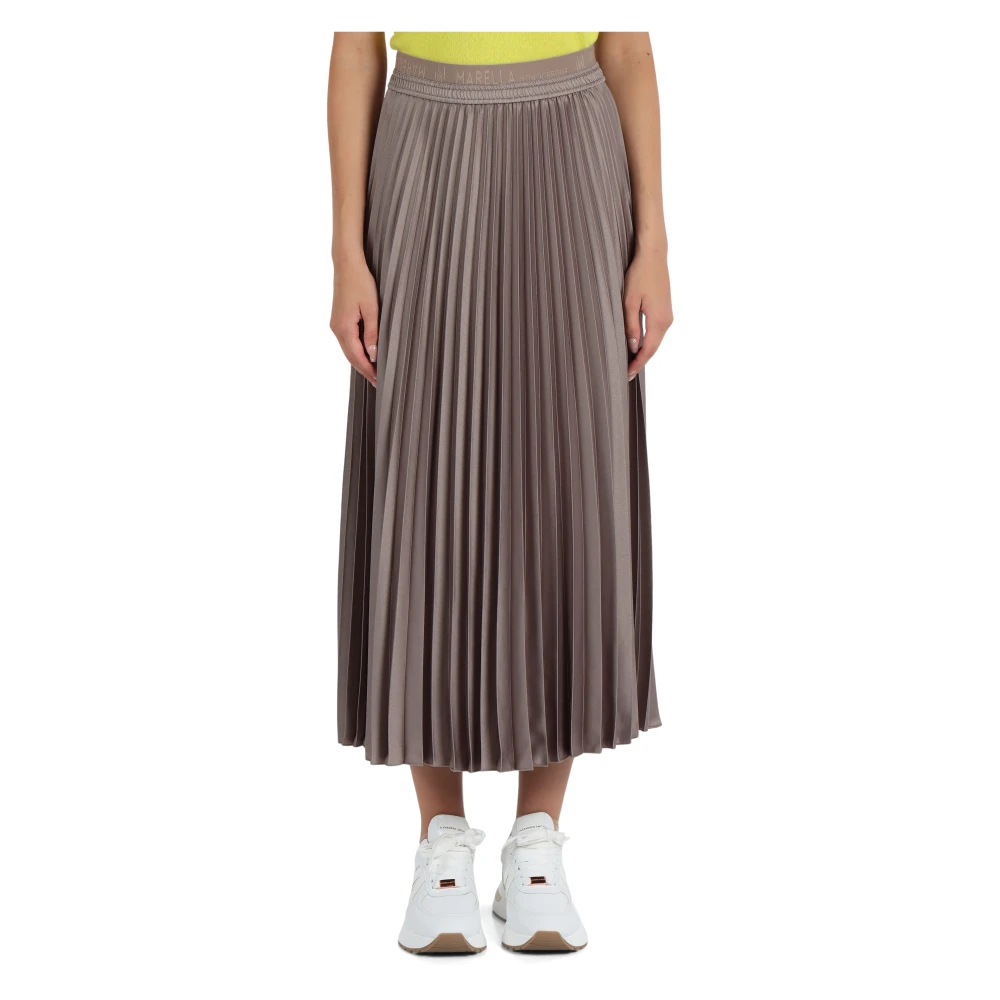 Marella Geplooide midi rok met logoprint Gray Dames