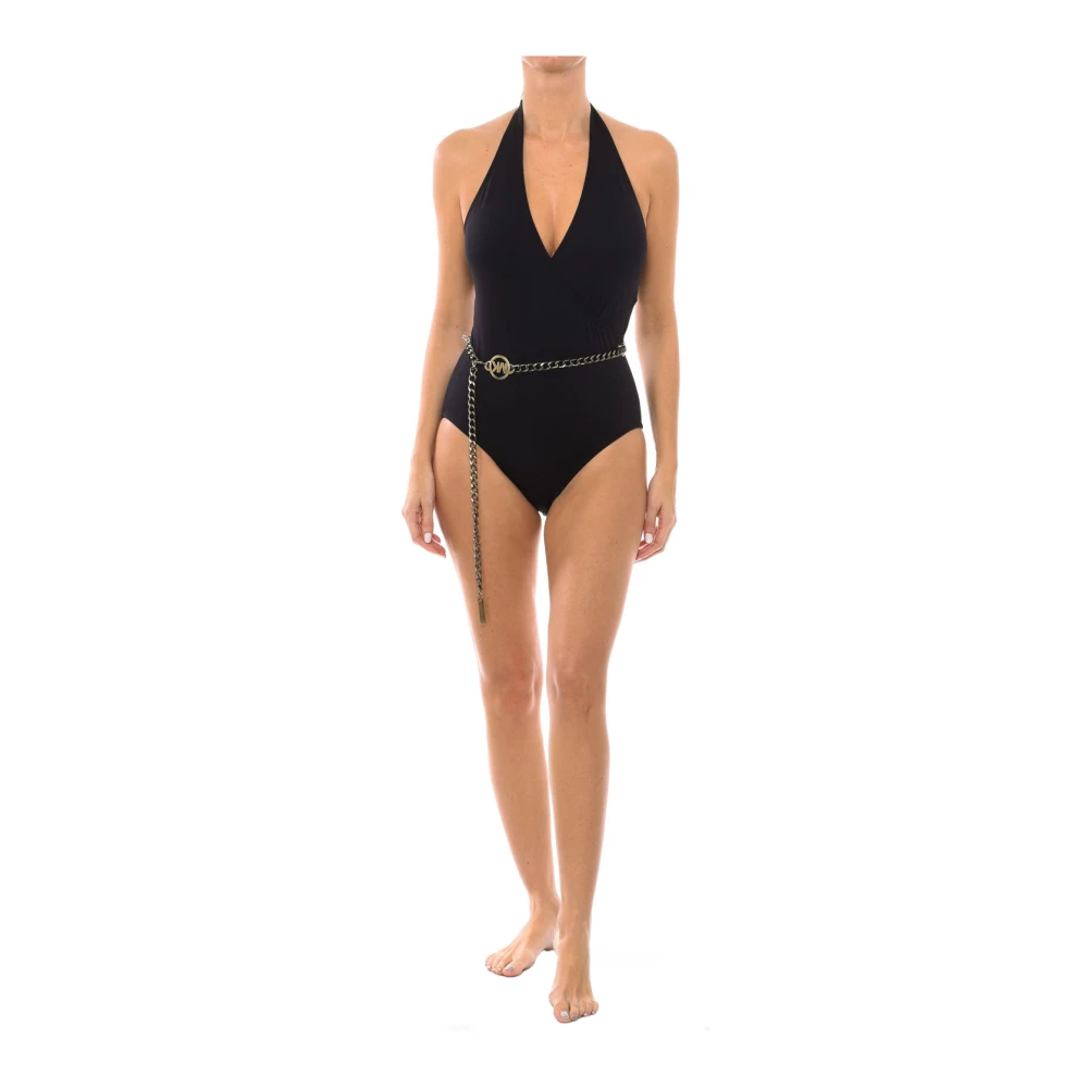 Michael Kors Women's Black Halter Surplice One-Piece Swimsuit - Swimsuits - Xs - Swimwear