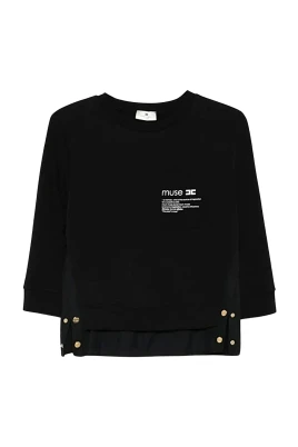 Stickad sweatshirt med logotyp