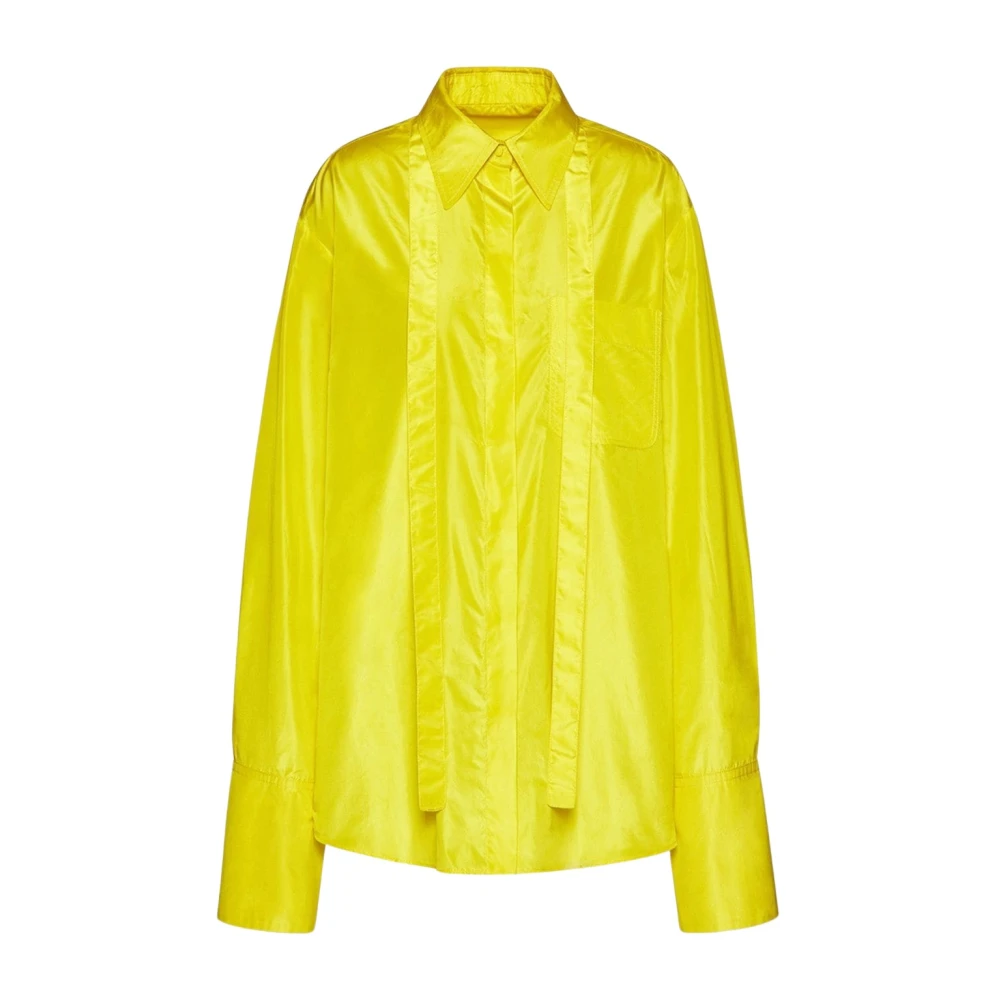 Valentino Gele Taffeta Shirt met Sjaal Detail Yellow Dames