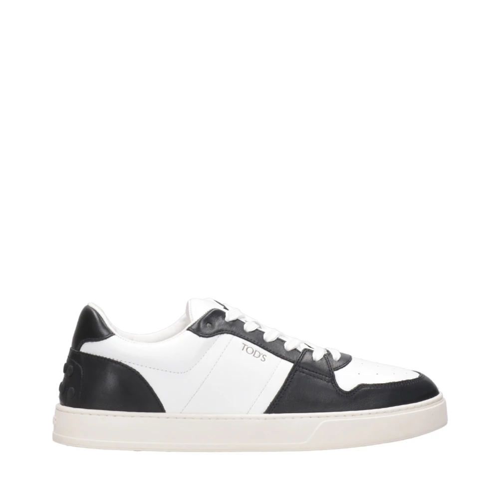 Tod’s Witte Leren Sneakers met Logo Heren Schoenen Zwart