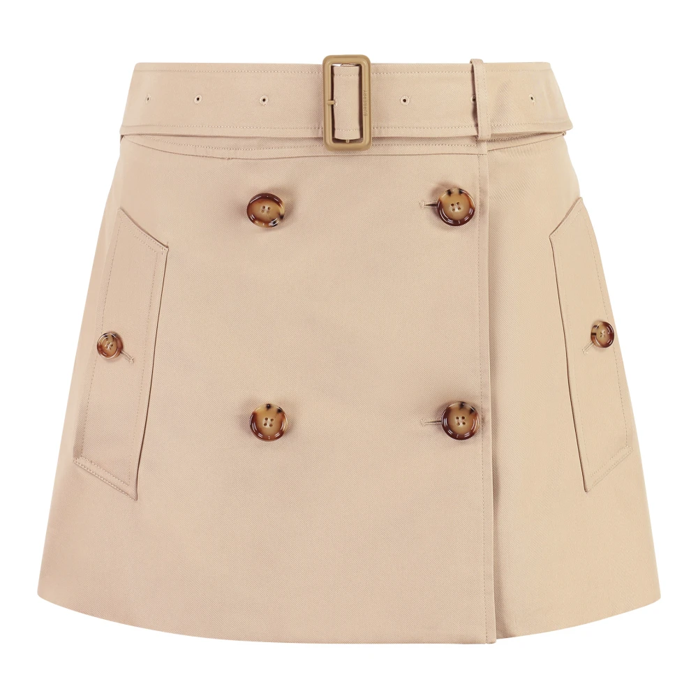 Burberry Katoenen Mini-Rok met Bijpassende Tailleband Beige Dames