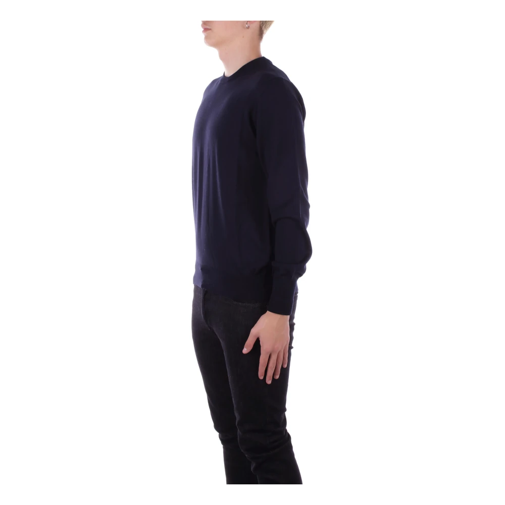 Alpha Studio Blauwe Trui met Omgeslagen Details Blue Heren