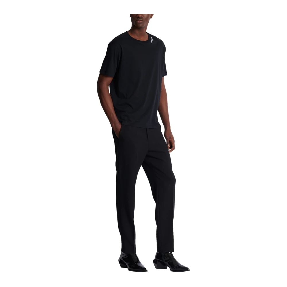Balmain T-shirt met borduursel op de halslijn Black Heren