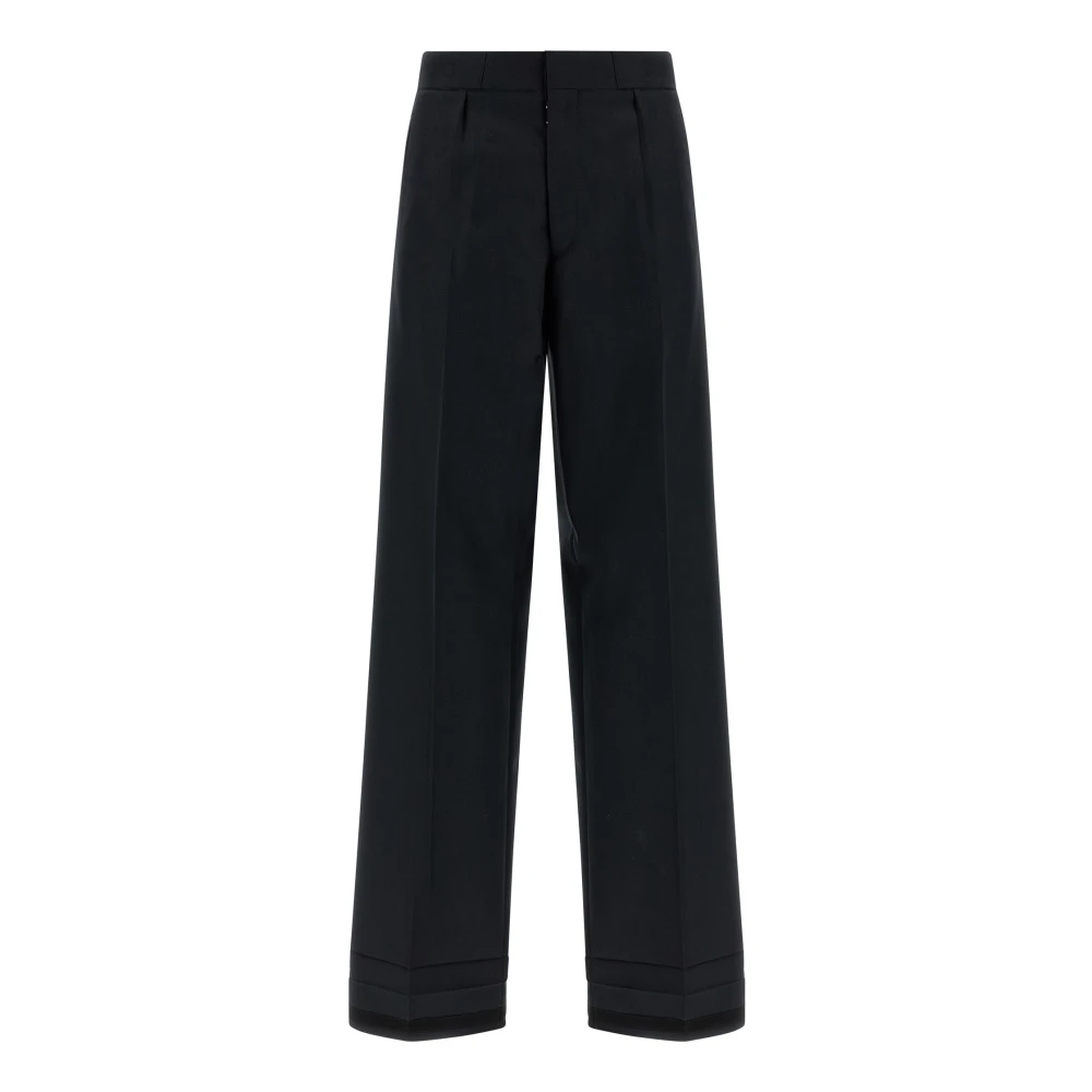 Maison Margiela Women's Black Wide Trousers, S, Tailored Wool Trousers