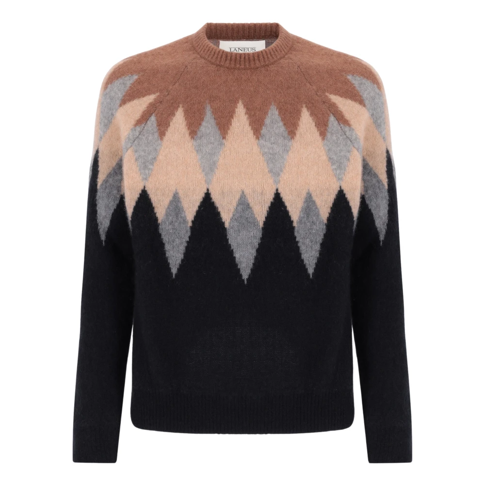 Laneus Argyle Cashmere en Zijden Crewneck Multicolor Heren