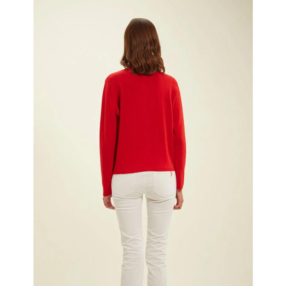 Ines De La Fressange Paris Rode Cesaria Cardigan met Handtekening Borduurwerk Red Dames