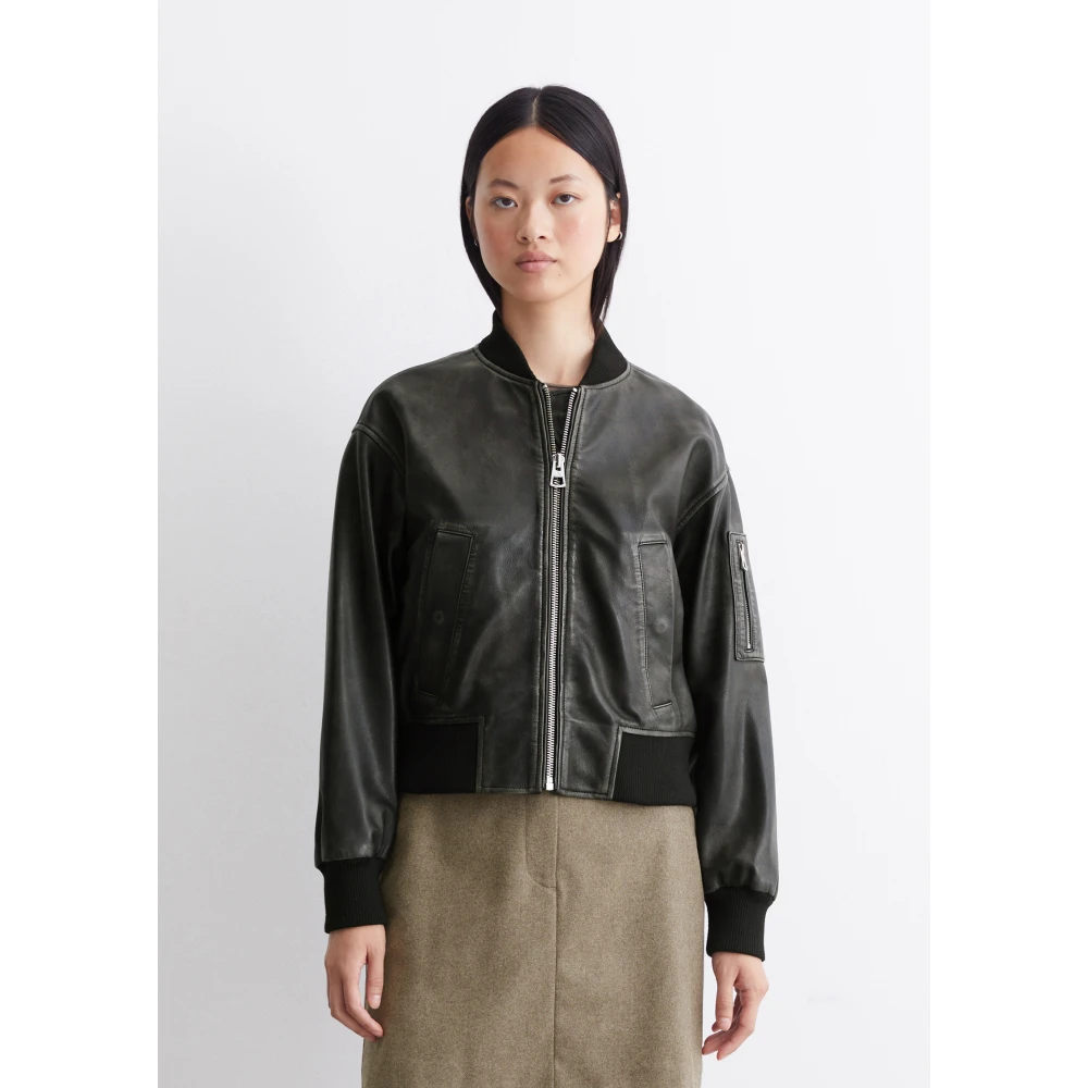 Marc O'Polo Leren blouson regular Black Dames