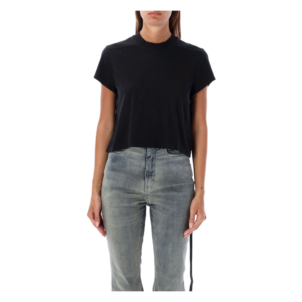 Rick Owens Zwart Cropped T-shirt Black Dames