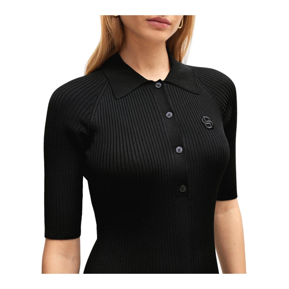 Hugo Boss Veelzijdige Knoopjurk met Dubbel Monogram Black Dames