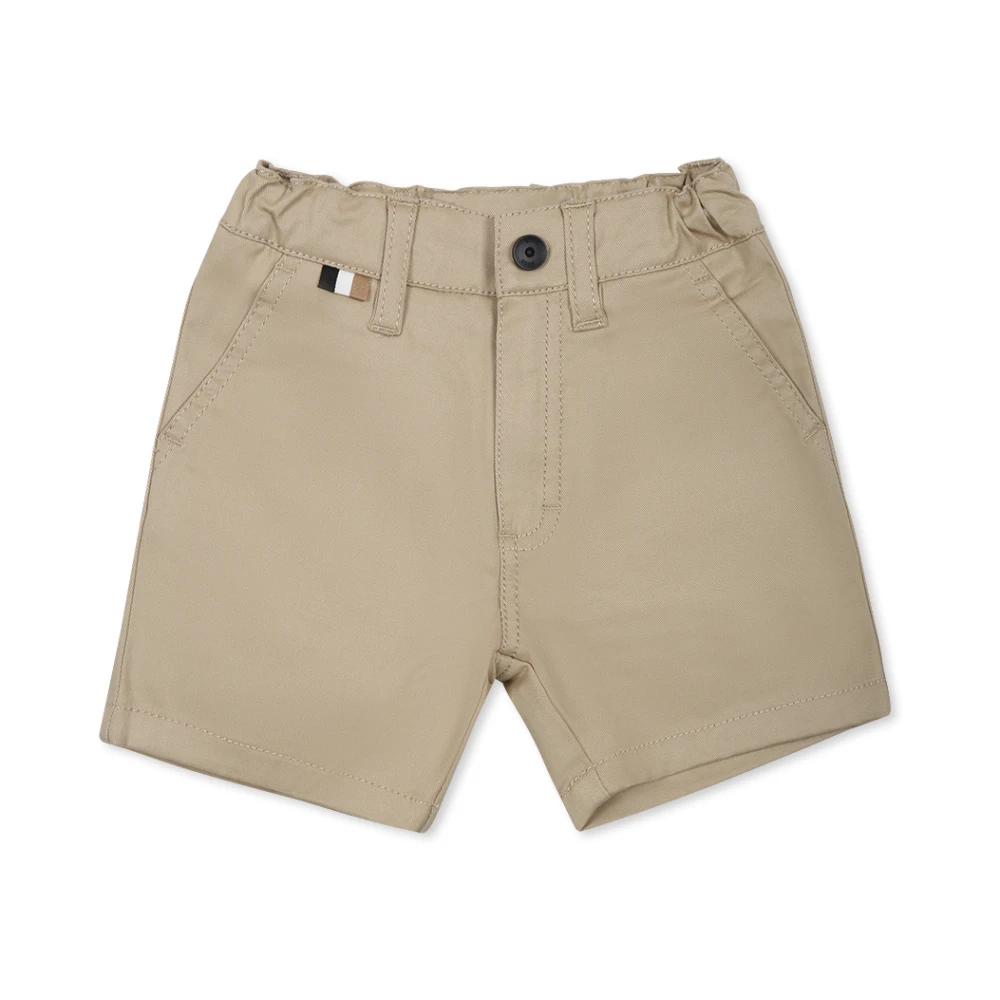 Hugo Boss Beige Casual Shorts med Tricolour Patches Beige, Unisex