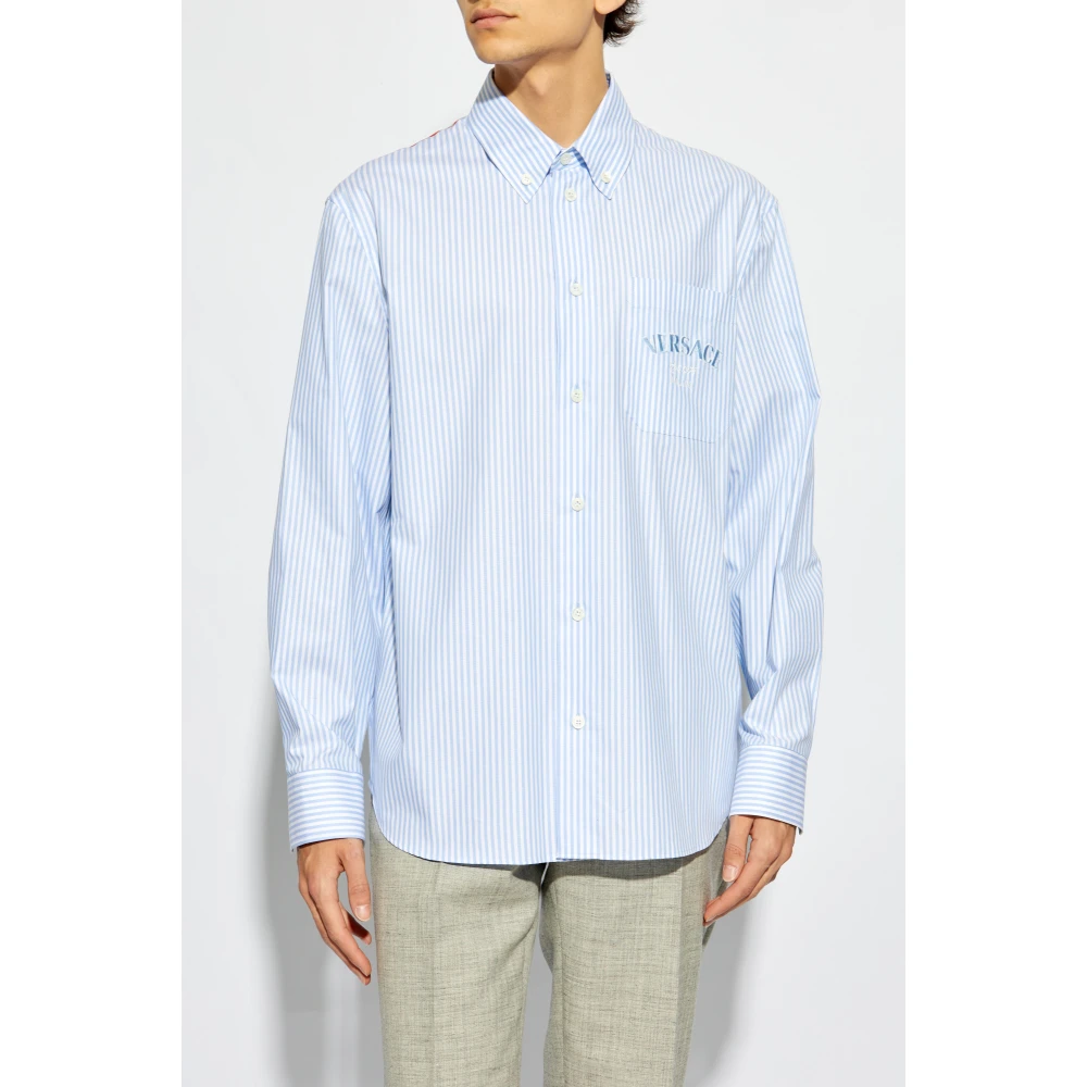 Versace Gestreept patroon overhemd Blue Heren