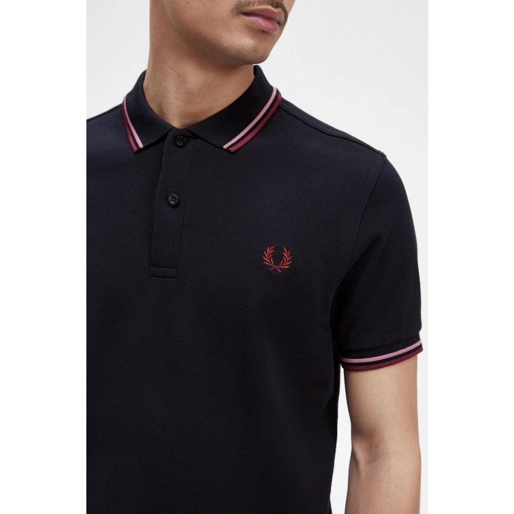 Fred Perry Slim Fit Twin Tipped Polo Navy Blue Heren