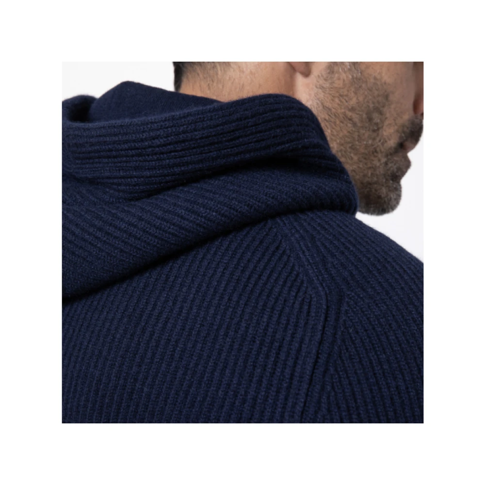 Gran Sasso Navy Cashmere Hoodie Blue Heren