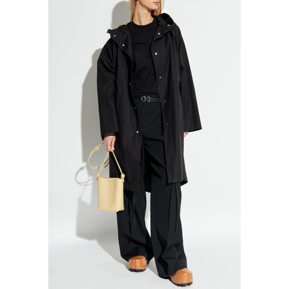 Jil Sander Katoenen parka met capuchon Black Dames