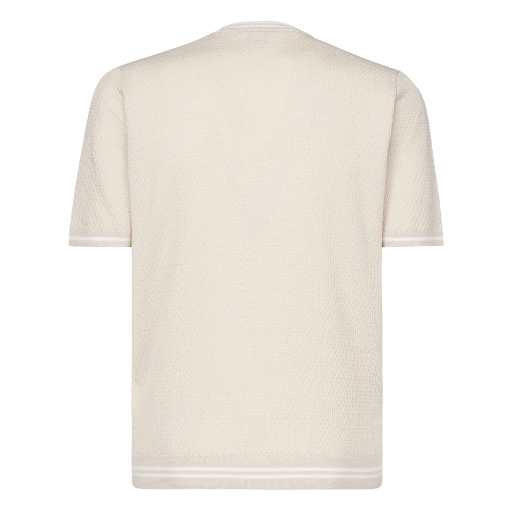 Eleventy Korte mouwen Cirkel Hals Trui Zand Beige Heren