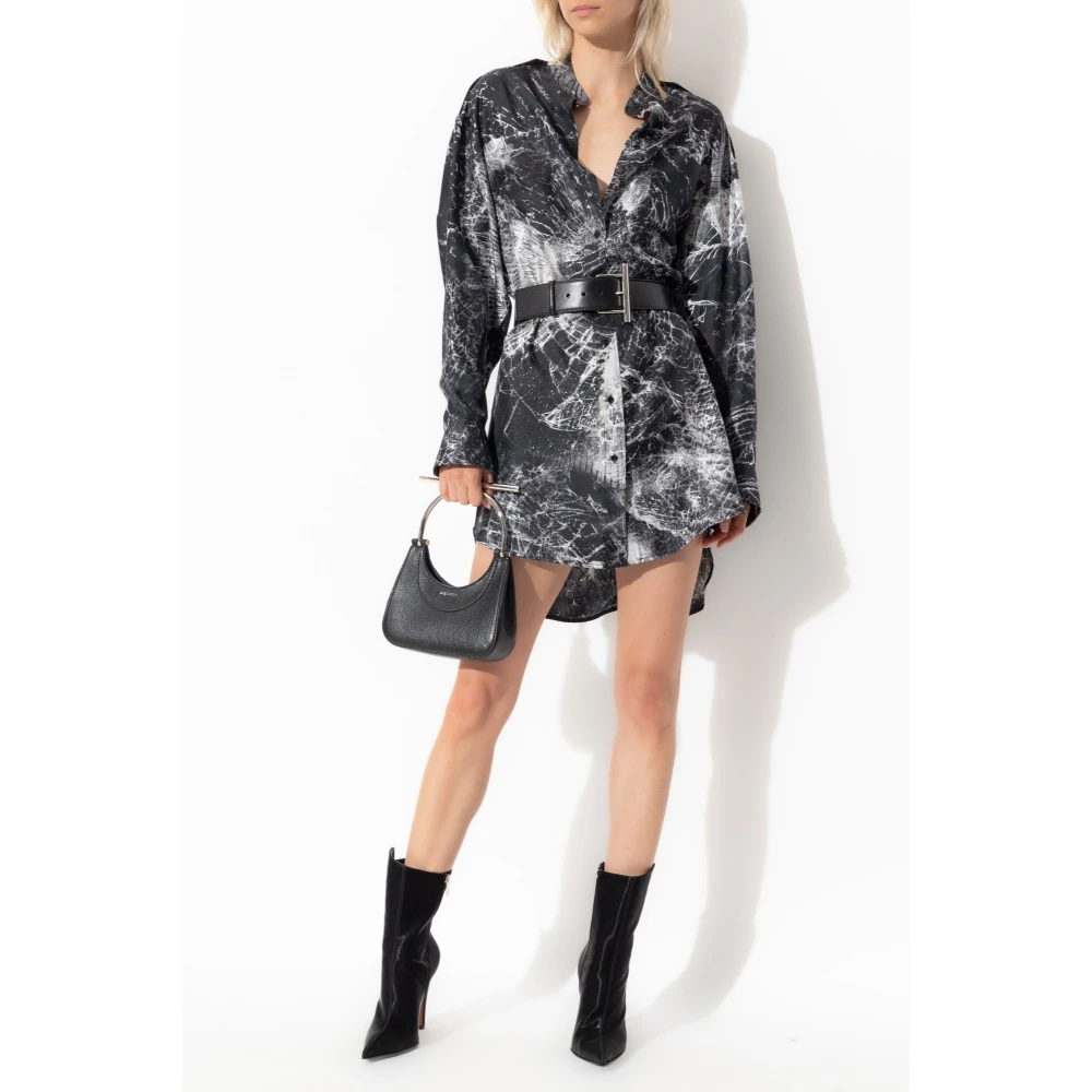 alexander mcqueen Zijden jurk met print Gray Dames