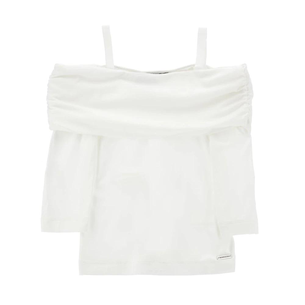 Monnalisa Girls White T-Shirt In Modal - Kids Sleeveless Tops - 10 Y - Kids