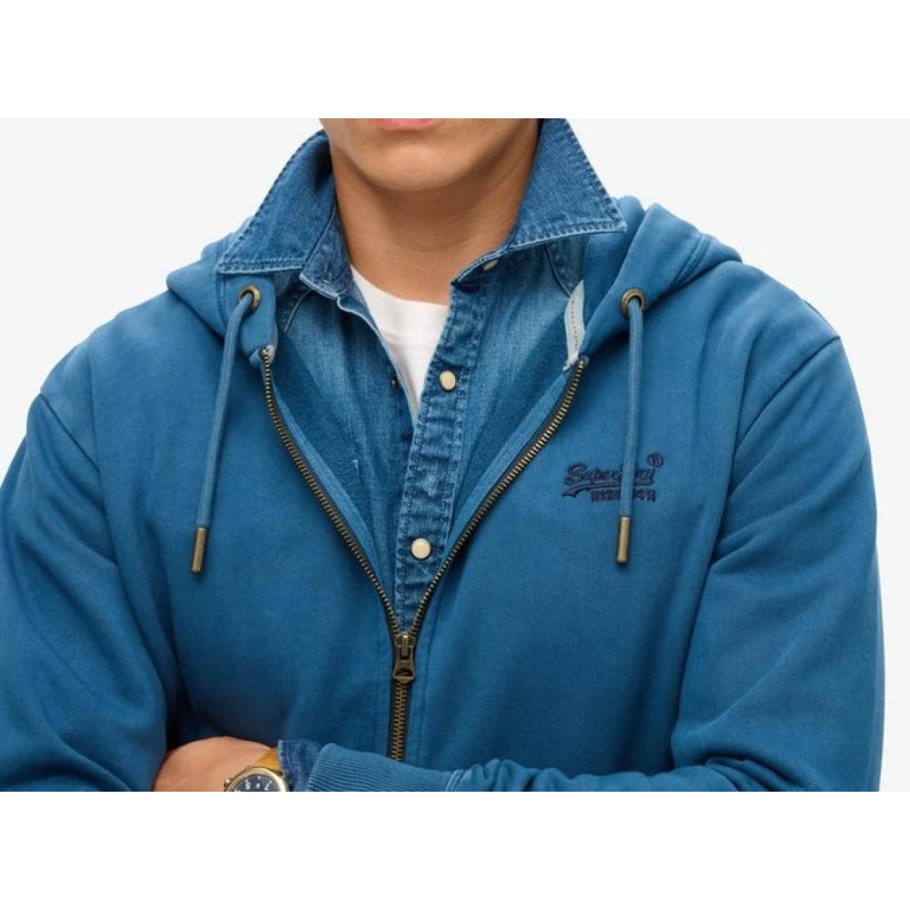 Superdry Ritssluiting Hoodies voor Mannen en Vrouwen Blue Heren