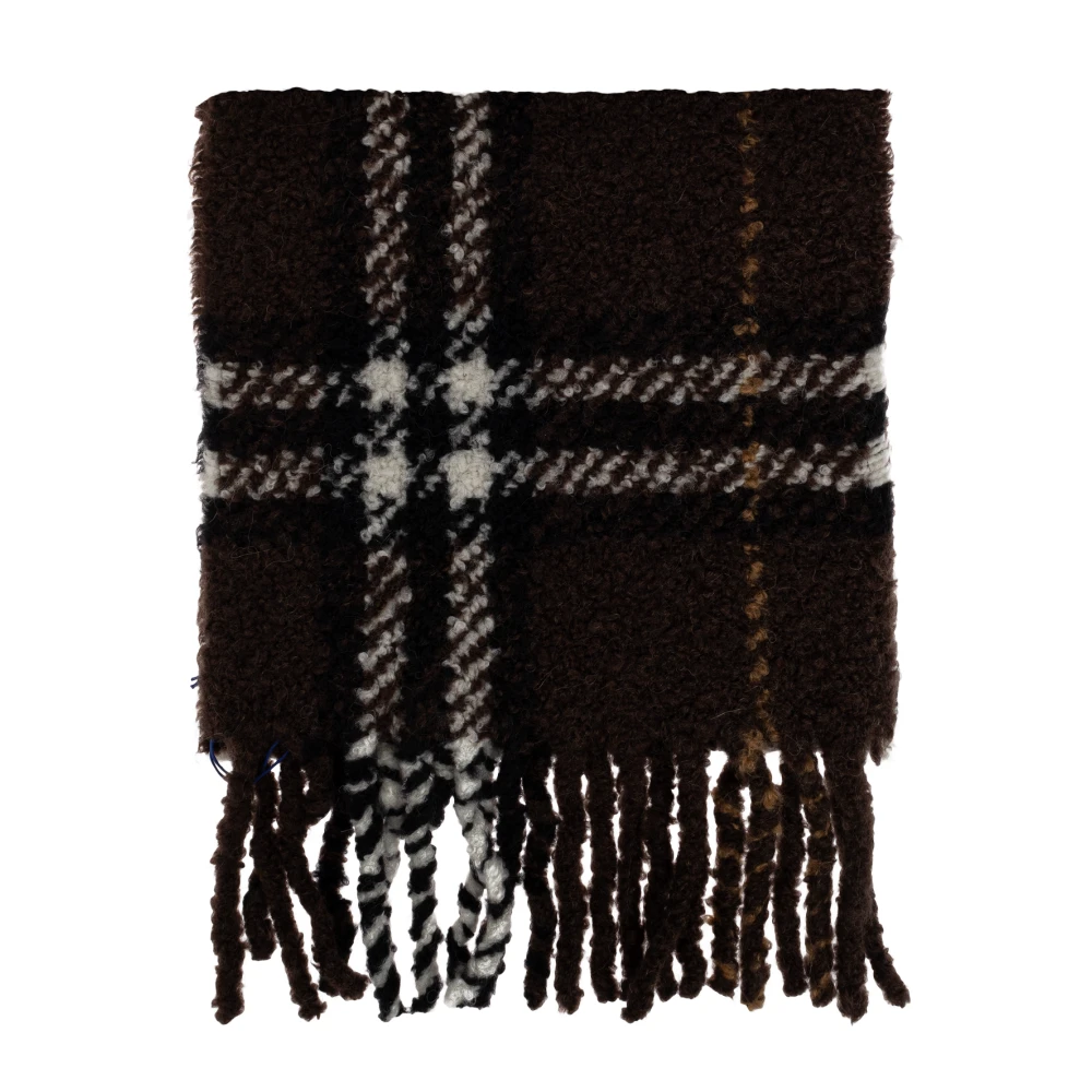 BURBERRY - Sciarpa in bouclé a quadri marroni - Donna - Taglia UNI - Immagine 2