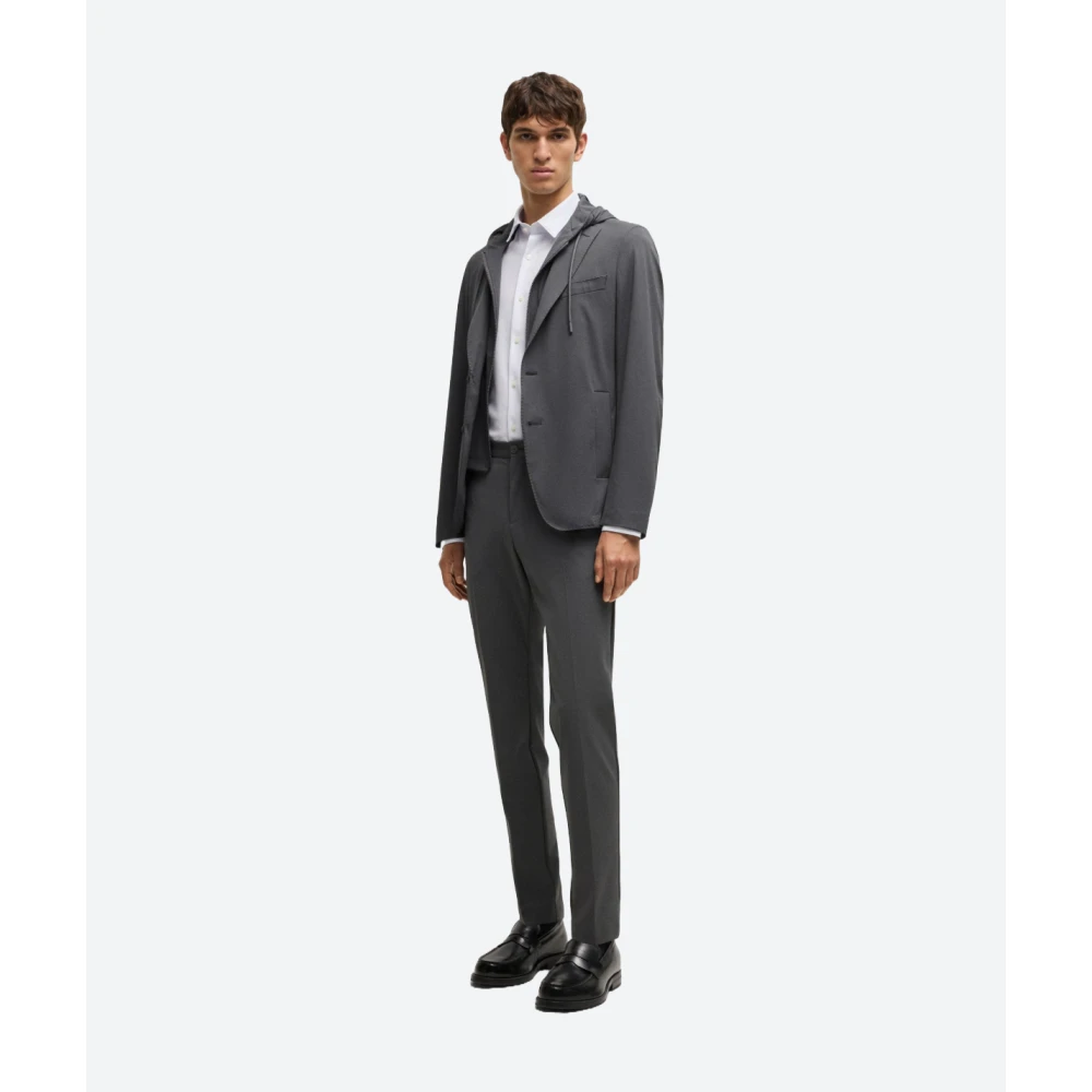 Hugo Boss Stretch Technische Stof Hoodie Jas Gray Heren
