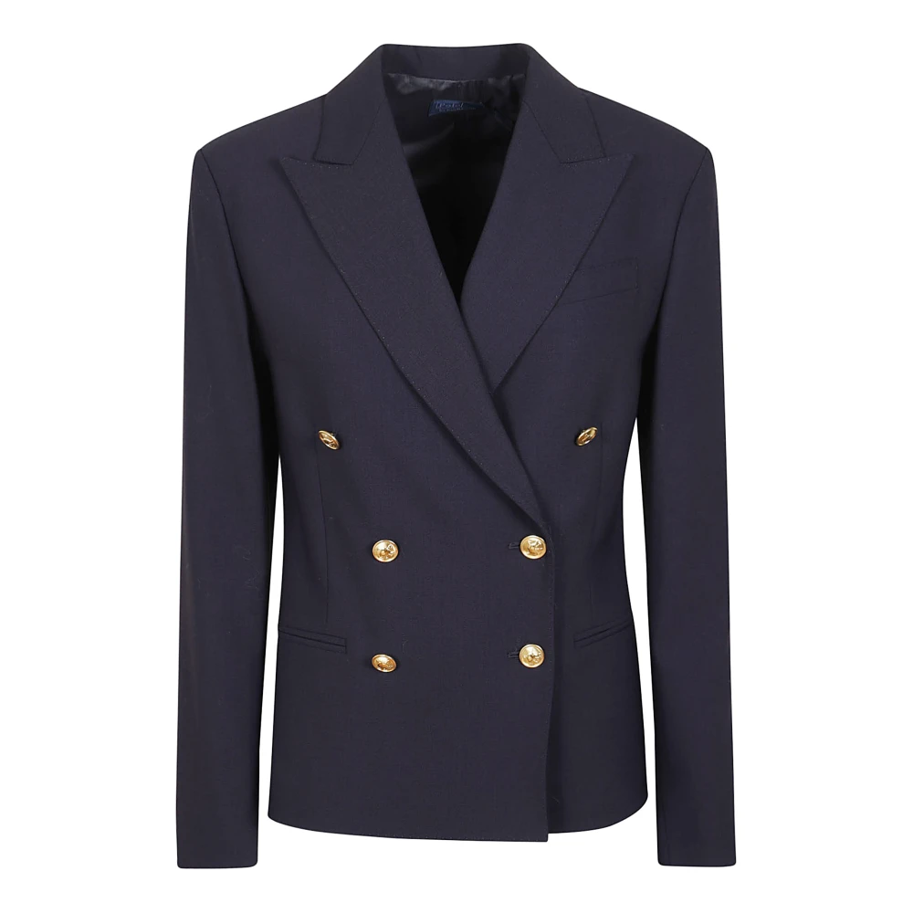 Ralph Lauren Double-Breasted Stretch Blazer Blue Dames
