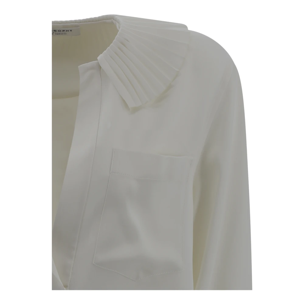 Philosophy di Lorenzo Serafini V-hals Franse Kraag Shirt Ivoor Beige Dames