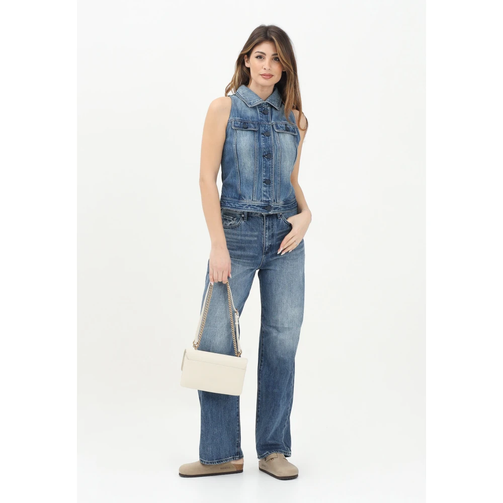 Armani Exchange Blauwe Denim Straight Leg Jeans Blue Dames