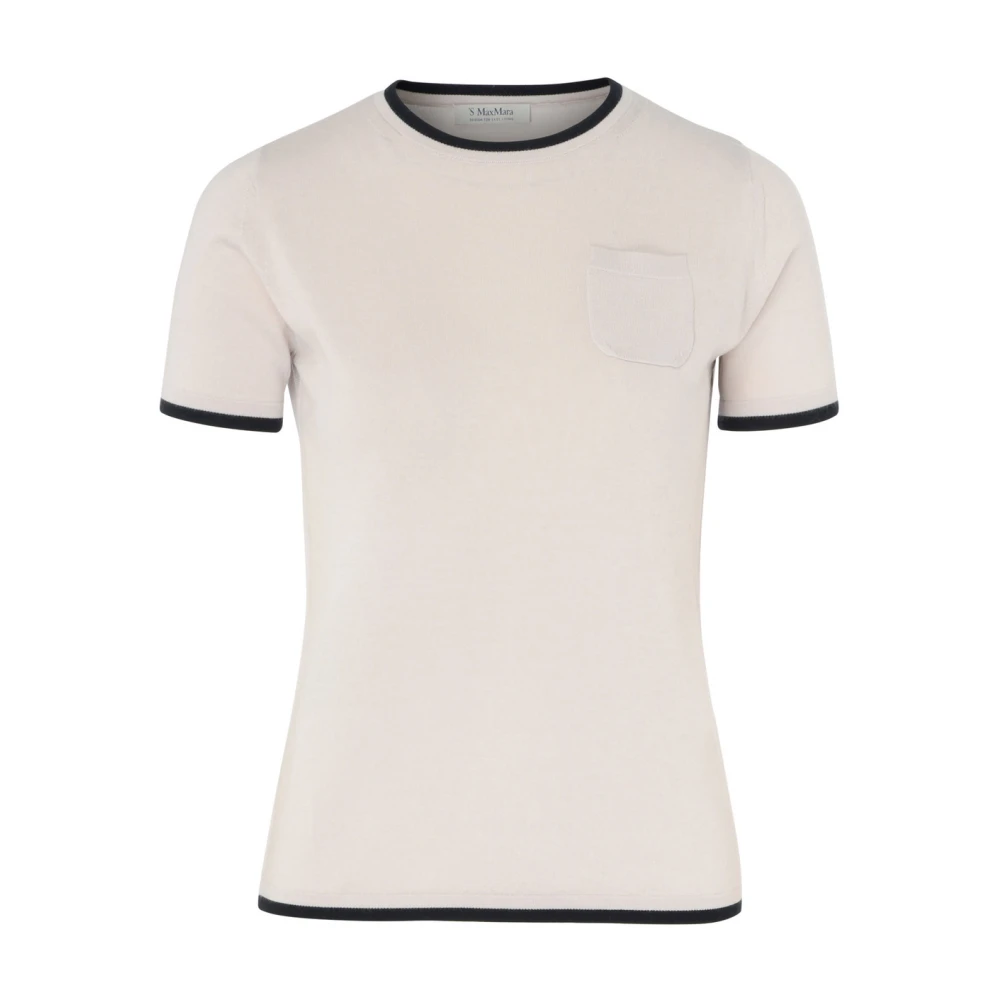 Max Mara Egidio Wollen T-shirt in Ecru Gray Dames