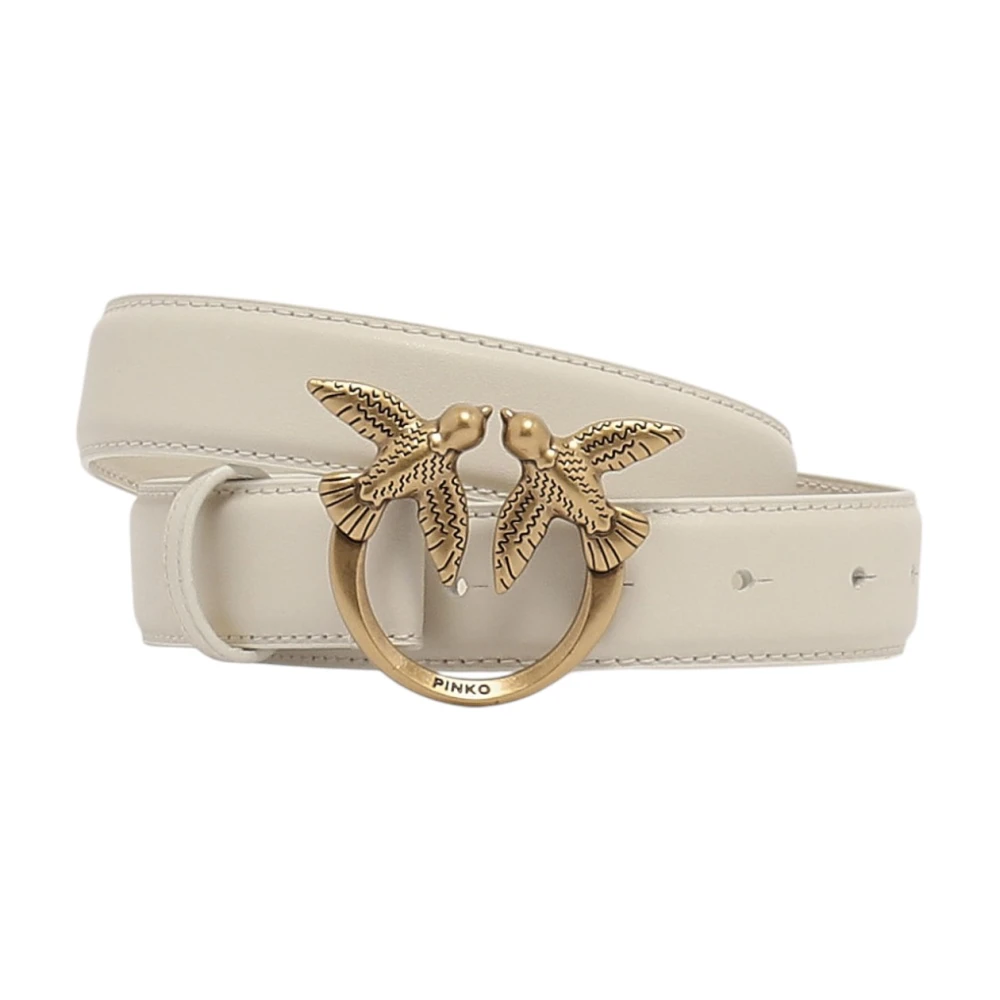 Pinko Donna Beige - Cintura Love Birds In Pelle 3Cm - M - Immagine 8