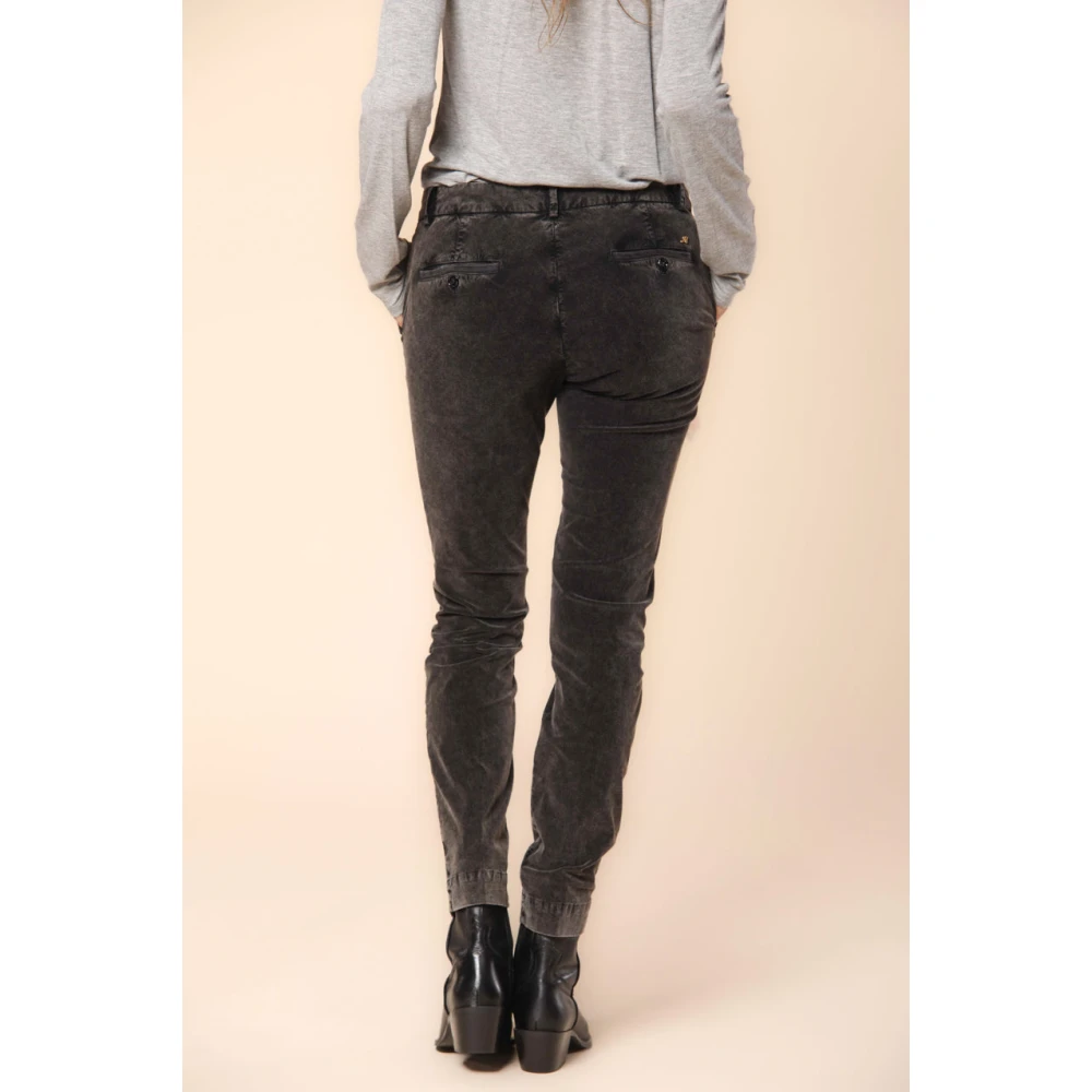 Mason's Curvy Velvet Chino Broek 1000 Strepen Black Dames