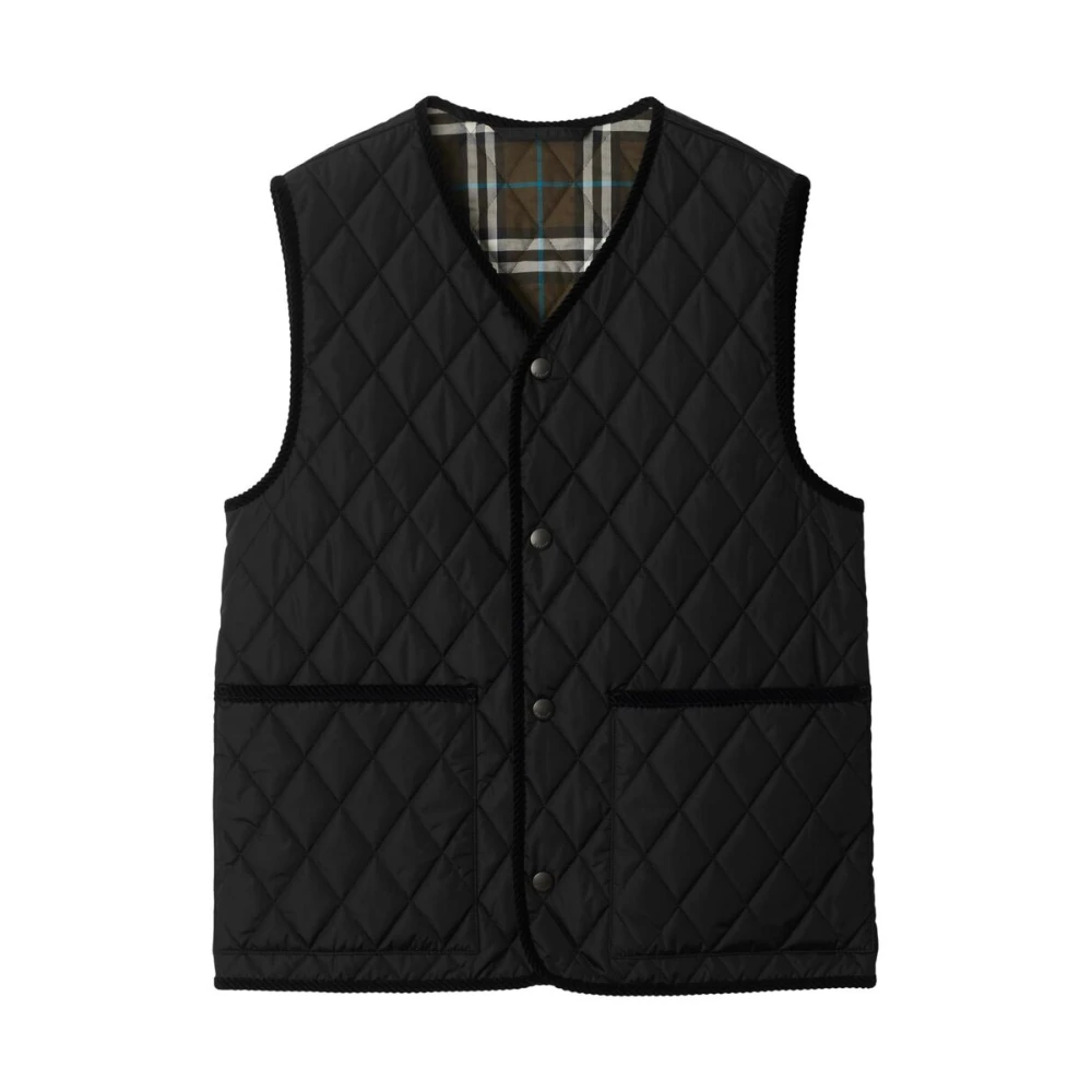 Burberry Diamantgestikte mouwloze vest Black Heren