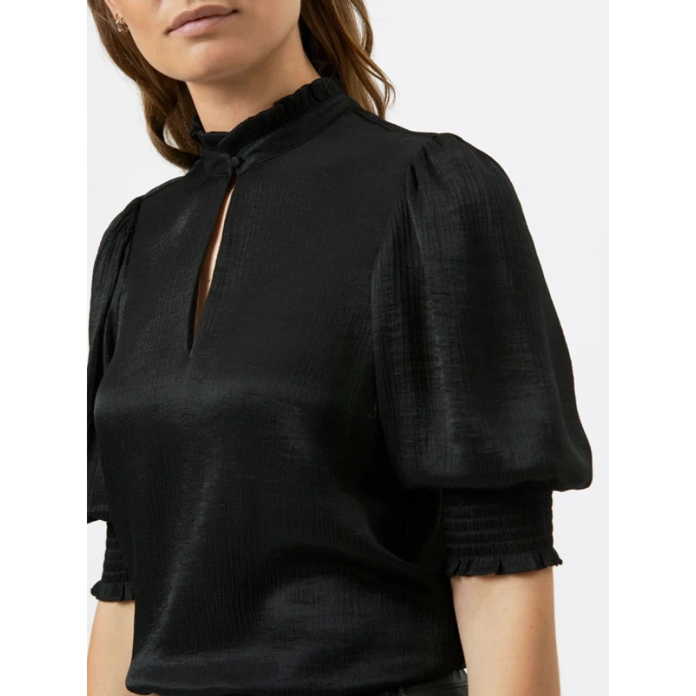 Dante 6 Zwarte blouse met opstaande kraag Black Dames