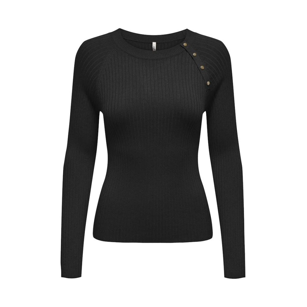 Only Knoopdetail Zwart O-Hals Top Black Dames