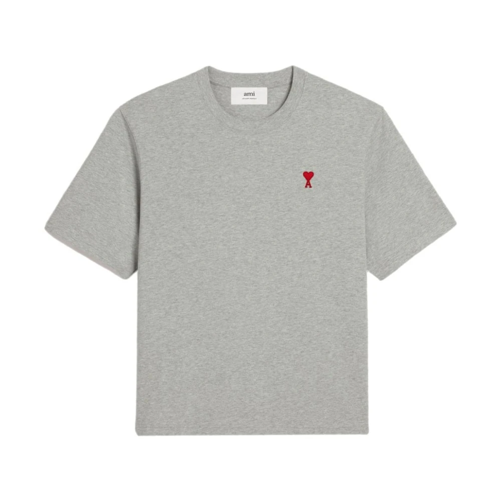 Ami Paris Oversized T-shirt met logo borduursel Gray Heren