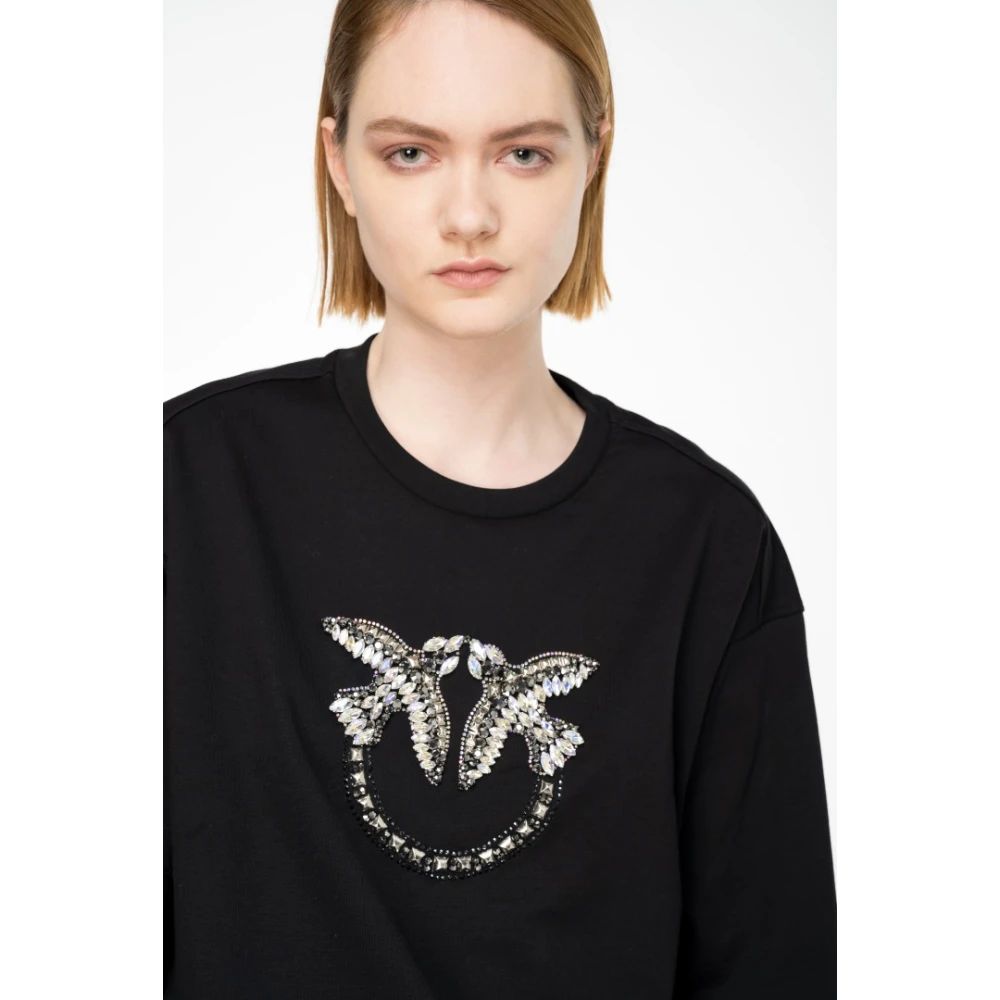 pinko Sweatshirt met Love Birds borduursel Black Dames