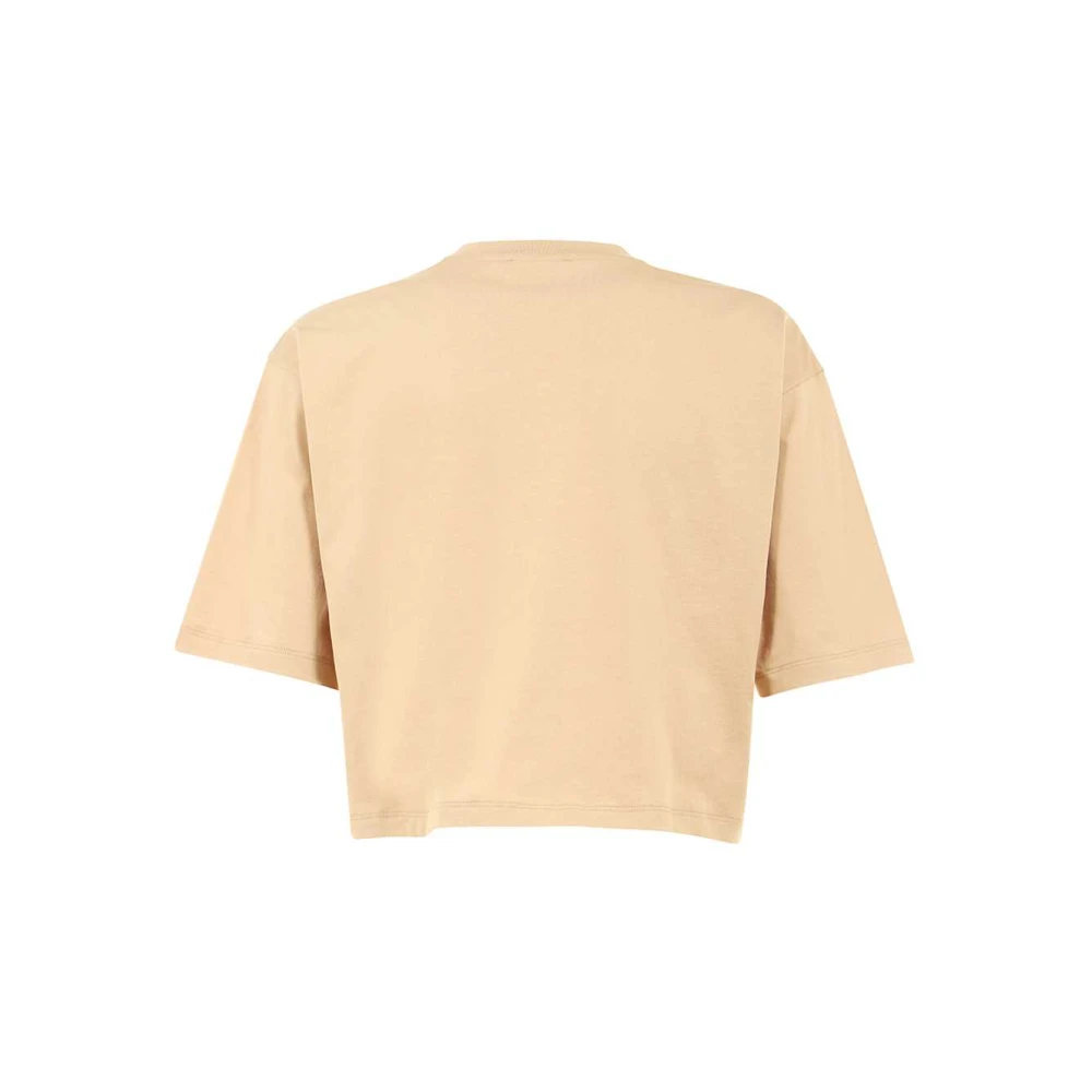 Balmain Logo Print Katoenen T-Shirt Brown Dames