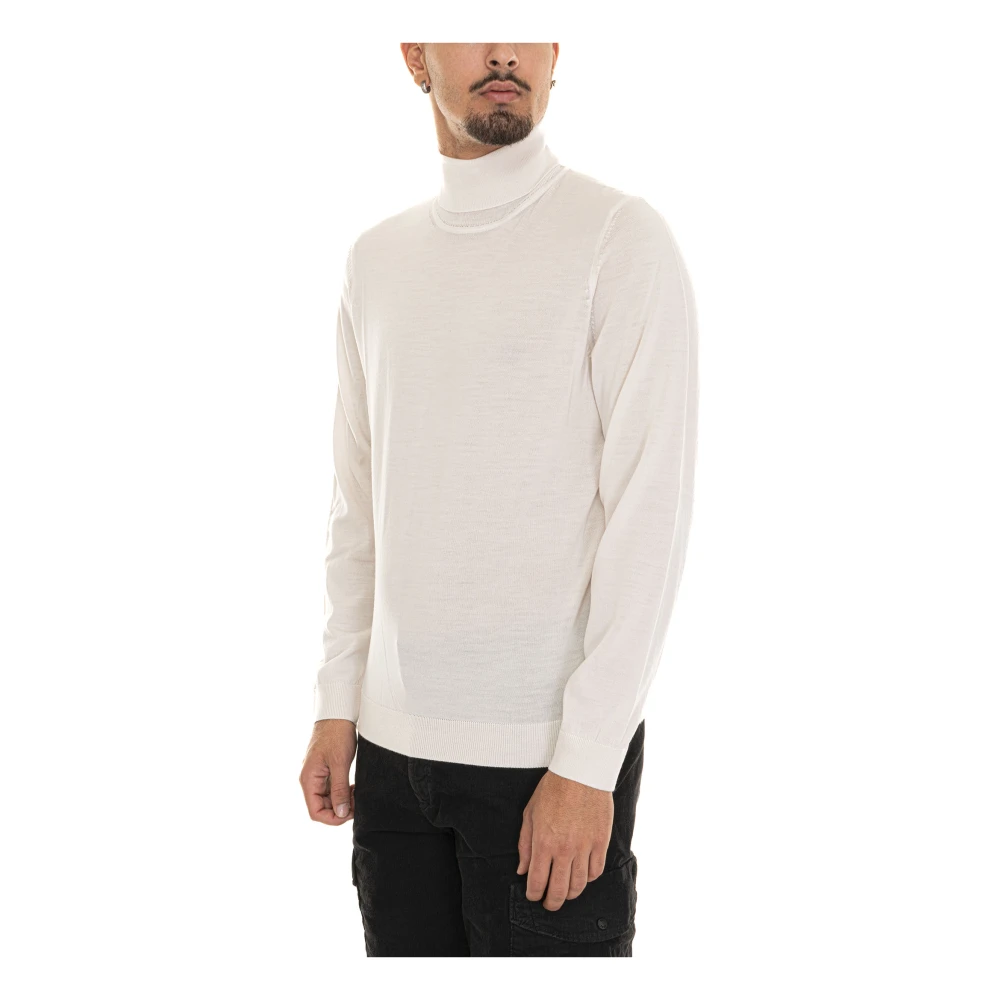 Boss Turtleneck Pullover met Gestikt Logo Beige Heren