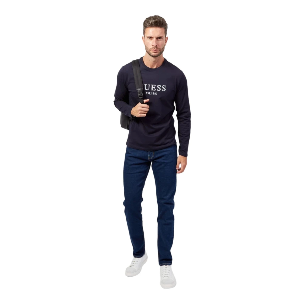 Guess Lange mouw T-shirt Blue Heren
