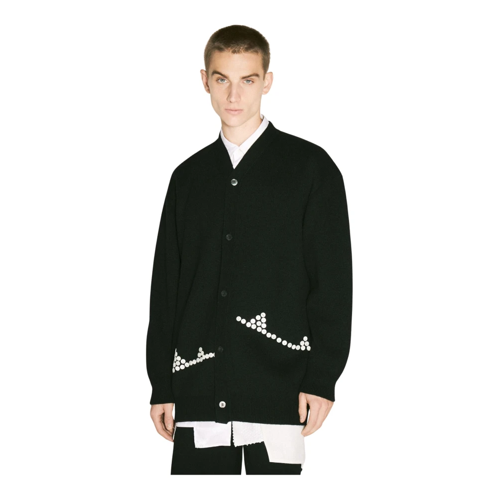 Comme des Garçons Gebreid Vest met Knoopversiering Black Heren