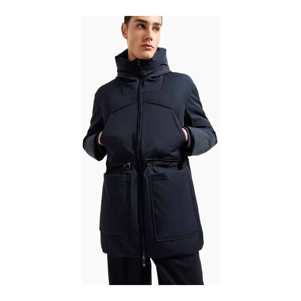 Emporio Armani Blauwe Winter Parka met Capuchon Black Heren