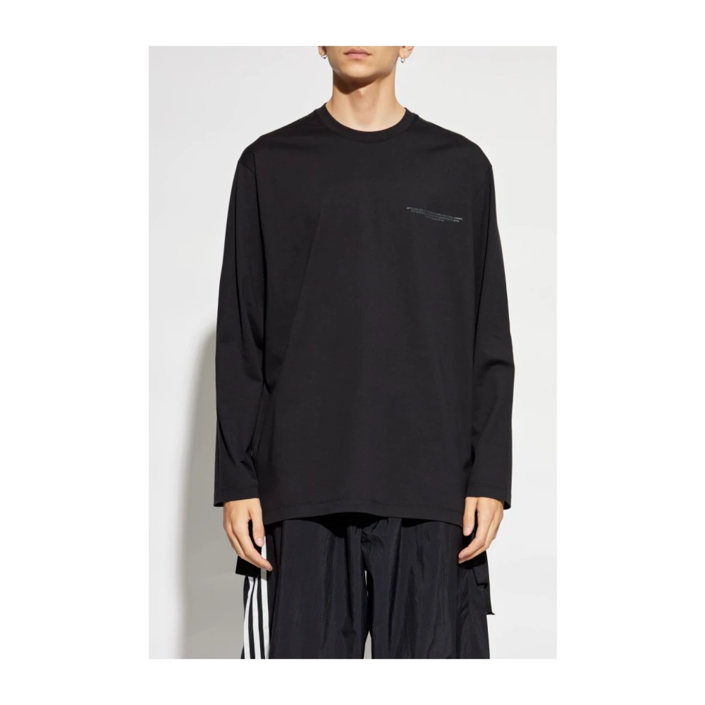 Y-3 Wit Langarm T-shirt Black Heren