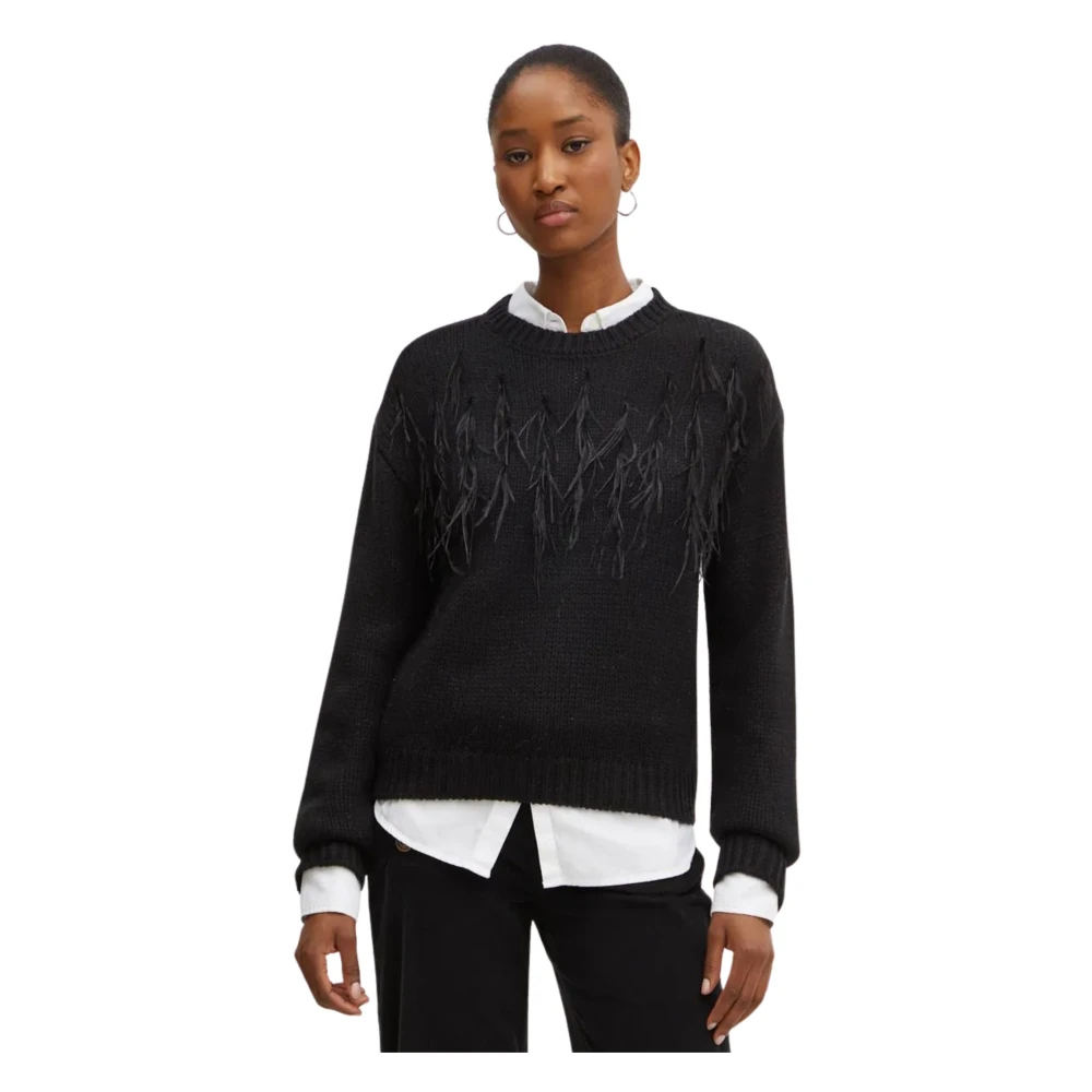 Twinset Zwarte trui met ronde hals Black Dames