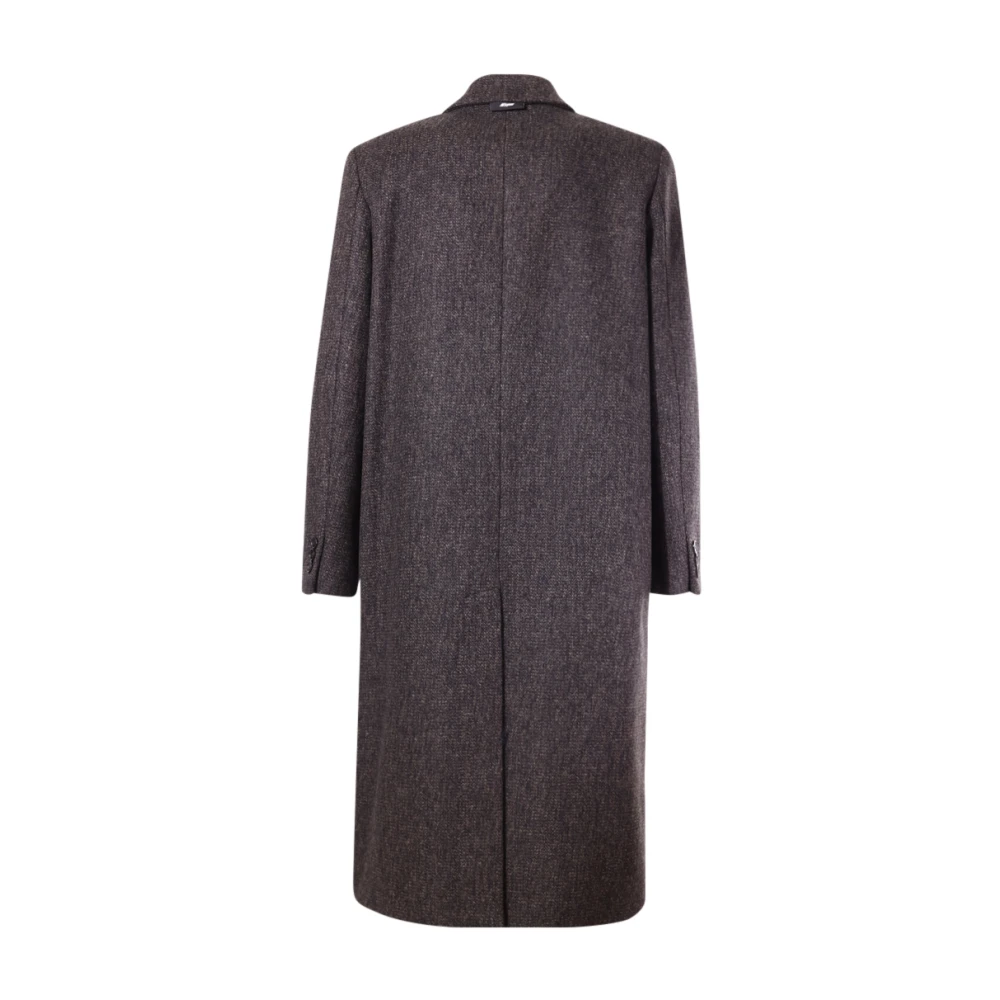 Msgm Zwarte Alpaca Blend Jas met Knoopsluiting Black Heren