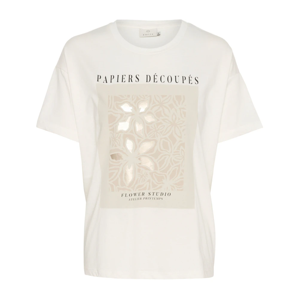 Kaffe Oversized Tee met Slimme Print White Dames