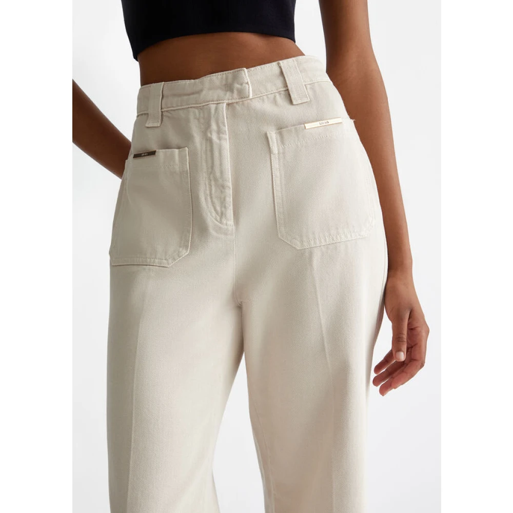 Liu Jo Rechte katoenen broek metalen detail Gray Dames