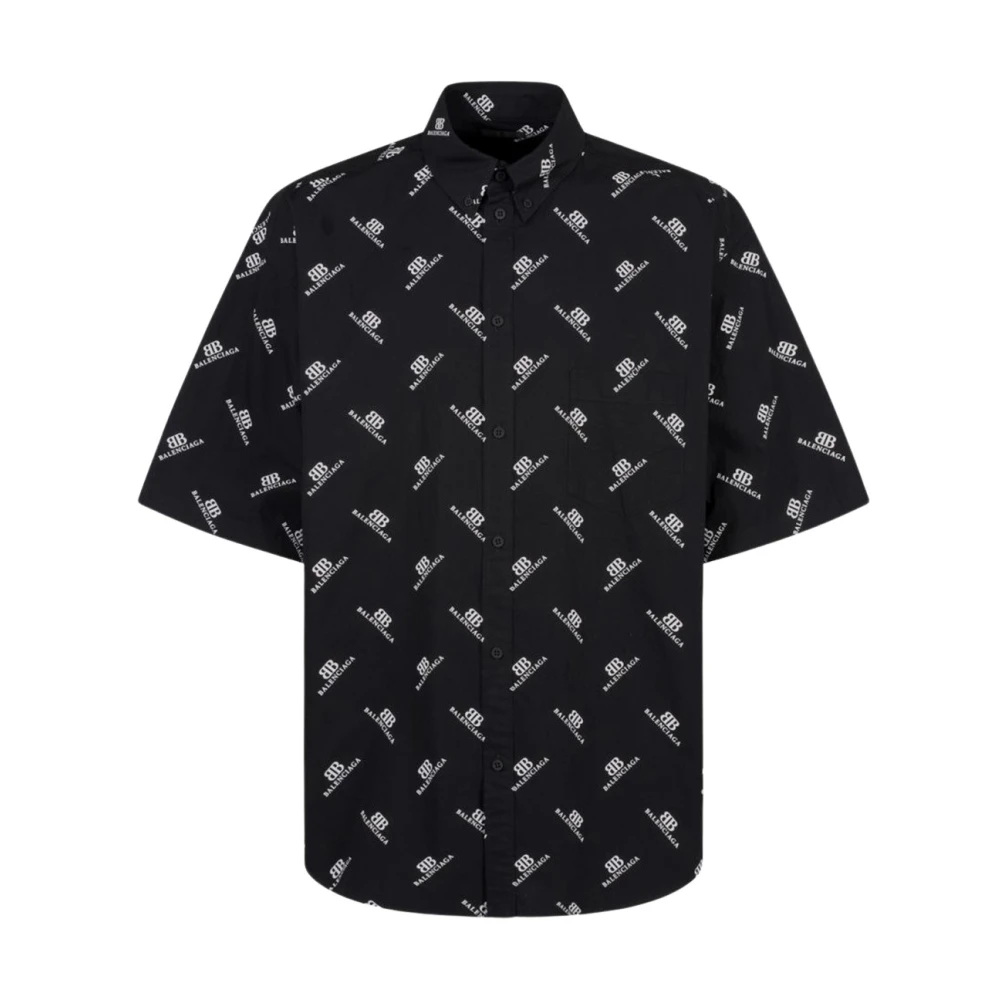 Balenciaga Cotton Logo Shirt Black Heren