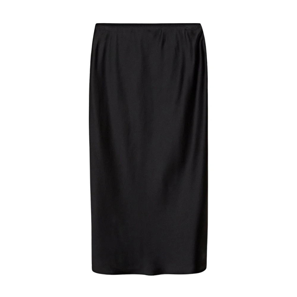 Joseph Black Silk Satin Isaak Skirt - Female - Midi Skirts - L - Skirts